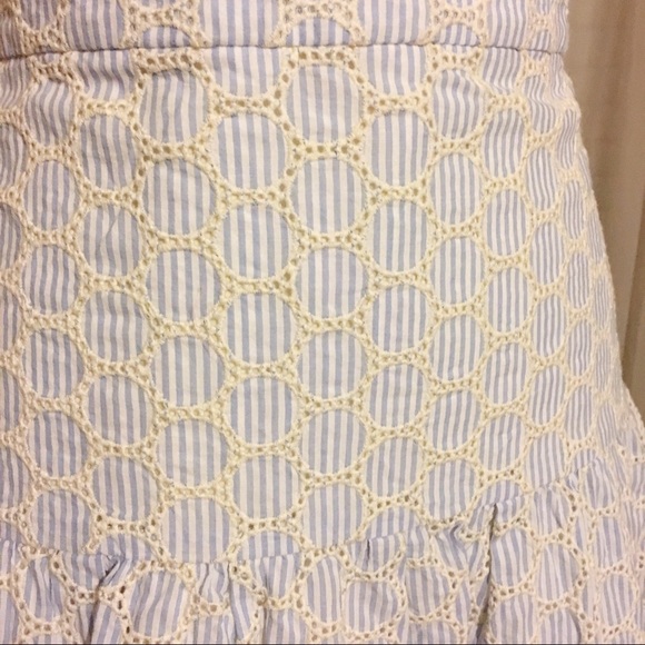 J Crew Blue White Embroidered Seersucker Skirt - Picture 4 of 6